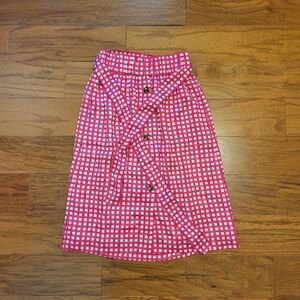 Ann Taylor Pink Gingham Asymmetrical Skirt XSP NWT!